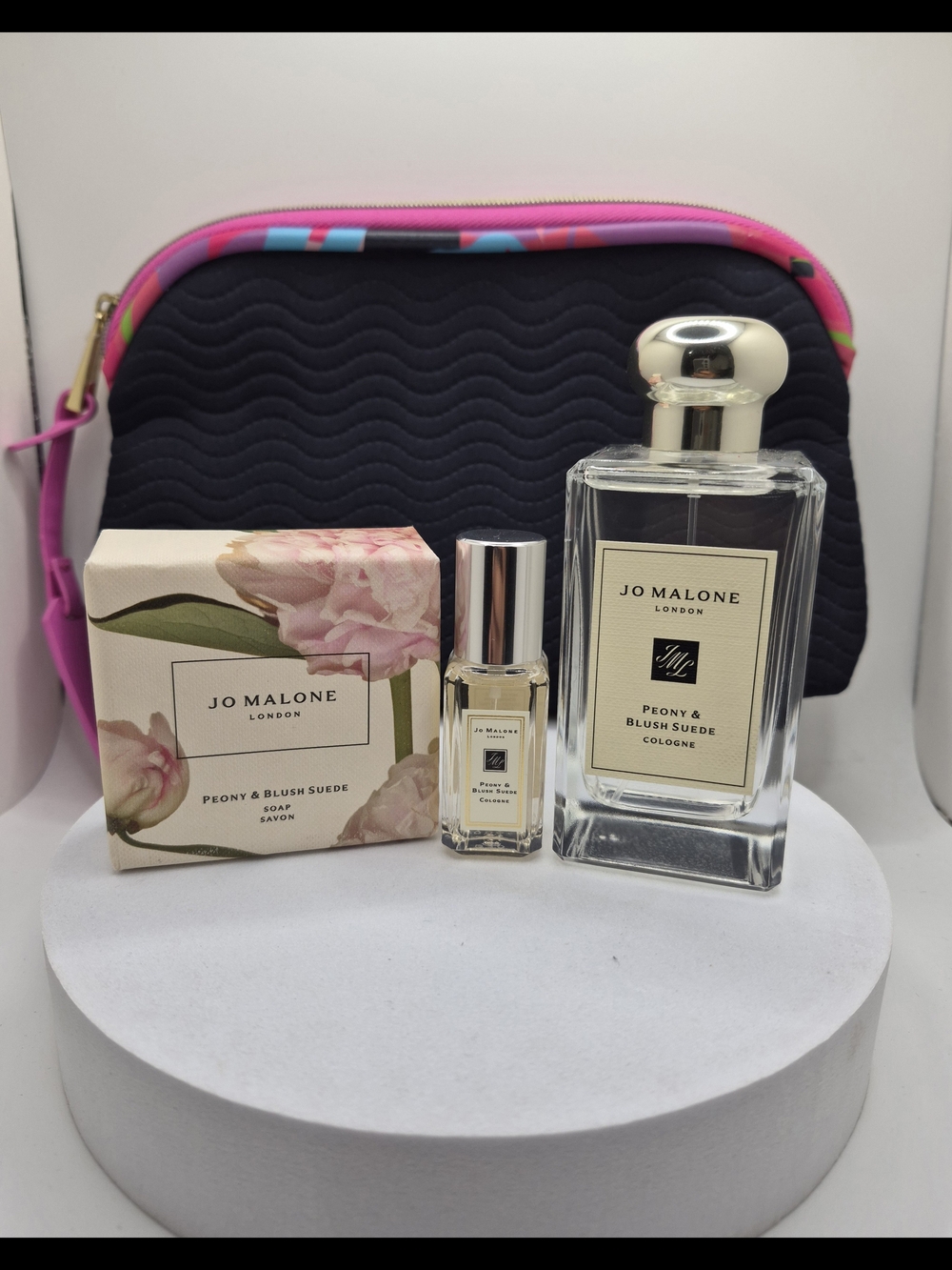 Jo Malone Peony & Blush Suede 3-Pc Gift Set, Soap, New Authentic